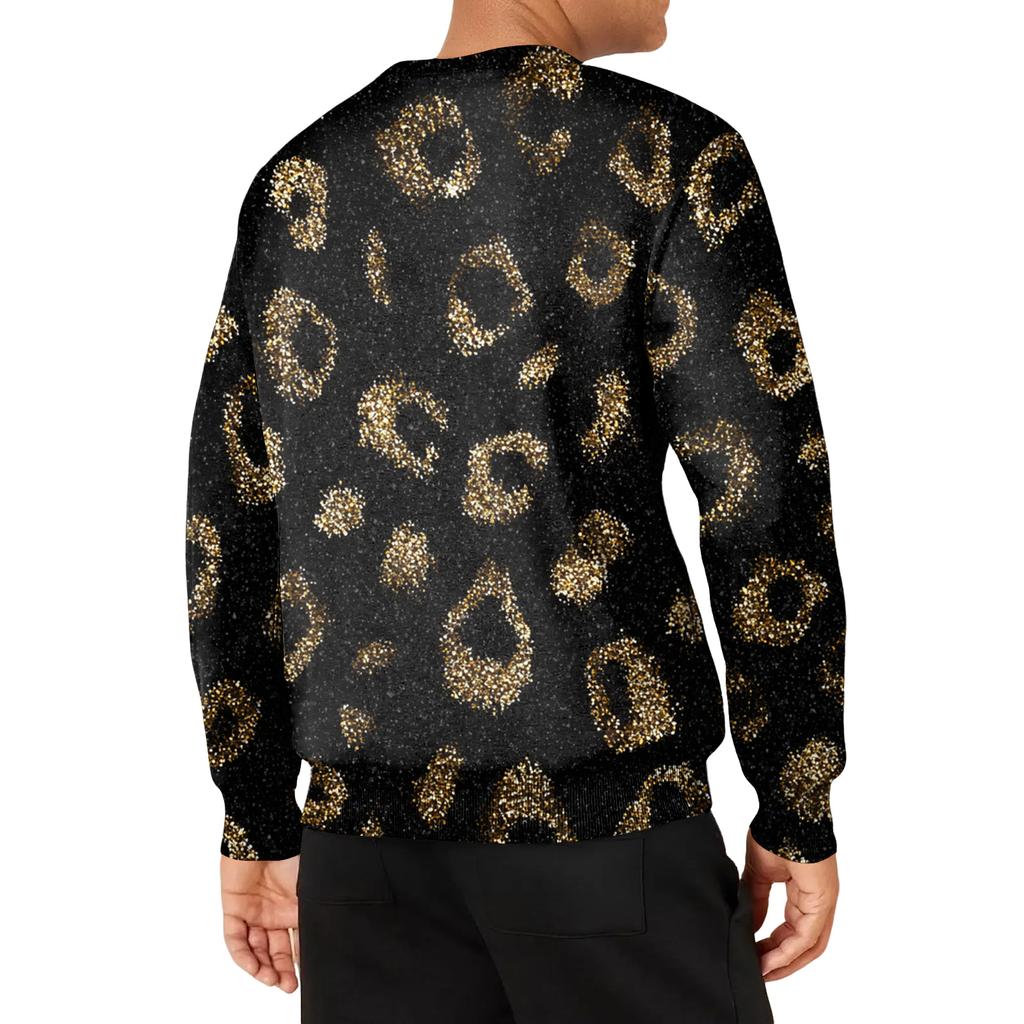 Pánská ležérní módní potištěná mikina přes hlavu s kulatým výstřihem