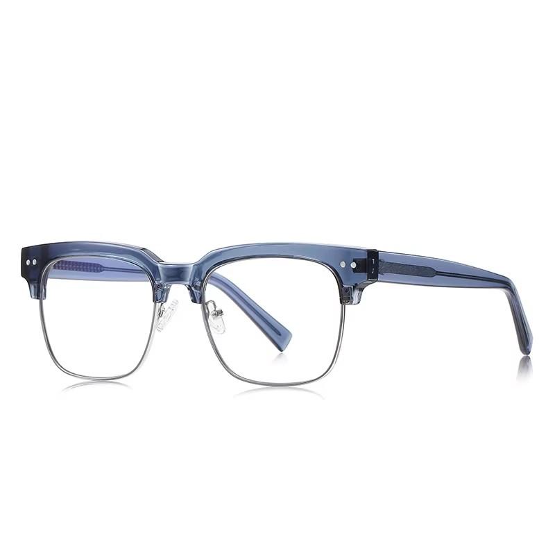 

2207 Blue Frame Square Optical Glasses With Prescription Semi-Rimless TR90 Blue Light Blocking/Photochromic Progressive Eyeglass Single Version&1.56&None синий