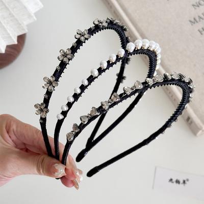New Rhinestone Internet Celebrity Toothed Headband, Super Fairy Temperament, Simple and Versatile Pearl Pressure Hair Clip Hair