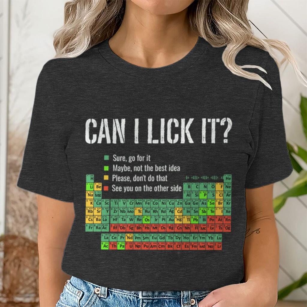 Posso leccarlo Maglietta Tavola Periodica Unisex Unisex Divertente Scienza Chimica Insegnante Umorismo Grafica Tee Casual Insegnante Top Regali
