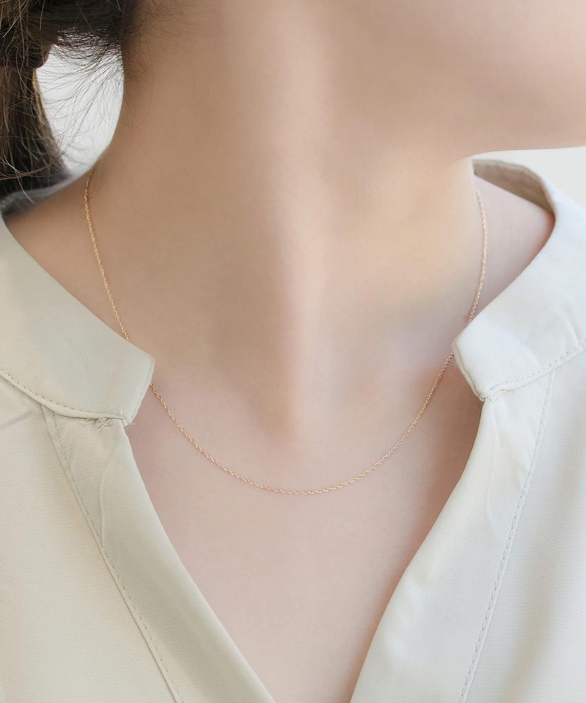 K10 Pink Gold 40cm Screw Chain Necklace L&CO 63-8114