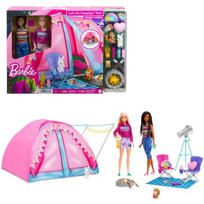 Cort Roz Drăguț Barbie și Set de Camping Apărut în filmul [Barbie] [Păpușă de îmbrăcat] [2 păpuși incluse, set de joc cu accesorii] [Pentru copii de 3 ani și peste] HGC18