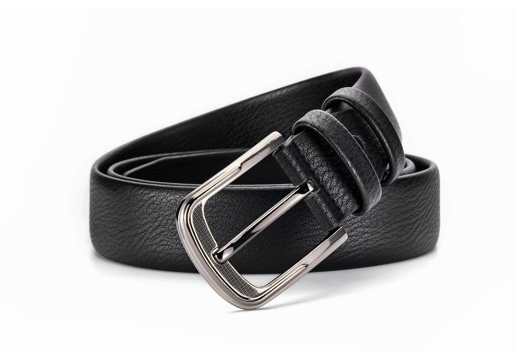 Men's Genuine Leather 3.8cm Pin Buckle Lychee Pattern Belt Jeans Accessory