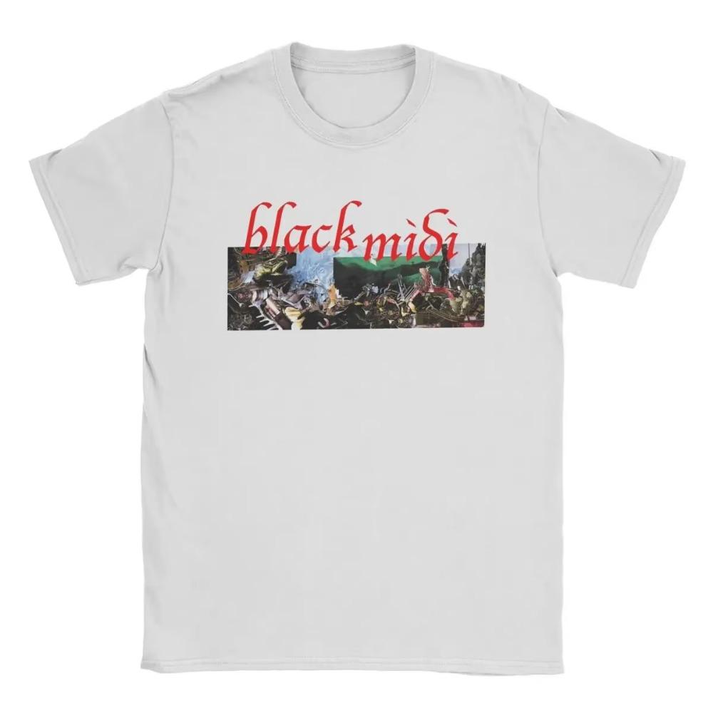 Black Midi Men T Shirts Novelty Tees Short Sleeve Crewneck T-Shirts  Printed Tops