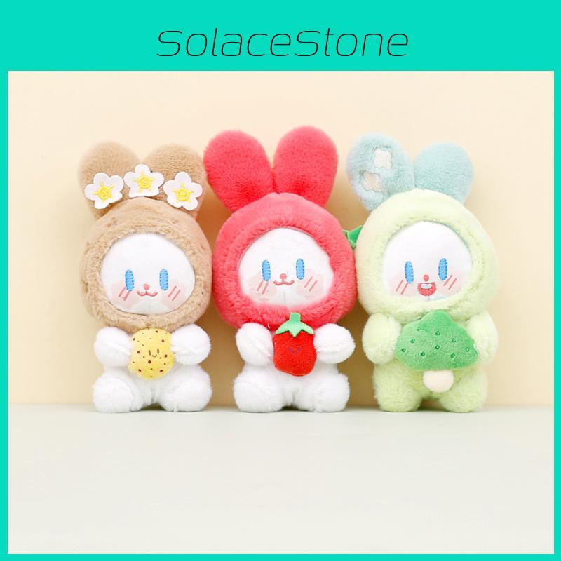Cute Plush Bunny Keychain Adorable Vegetable Doll Short Plush Keyring For Bags