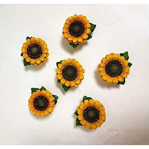 SnS Sunflower Vintage Kitchen Resin Drawer Pulls Cabinet Knobs Handles Country Home Decoration (Pack of 6)