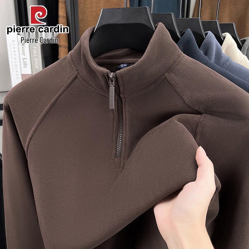 Pierre Cardin Men s Fleece Half-Zip Long Sleeve Wool Blend Top L