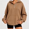  Women's Half Zip Hoodie Pullover Fall Winter Loose Fit Solid Color Long Sleeve Casual Sweatshirt