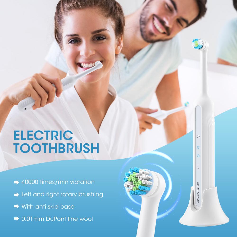 Portable Rotary Electric Toothbrush with Base Full-automatic Rechargeable Dental Cleaning Artifact Whitening Teeth Remove Tartar