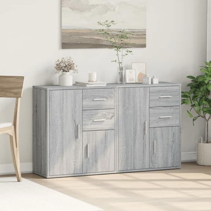 VidaXL Buffets 2 pcs sonoma gris 60x31x70 cm bois d'ingénierie, armoire de rangement, meuble d'entrée, meuble d'appoint 3276565