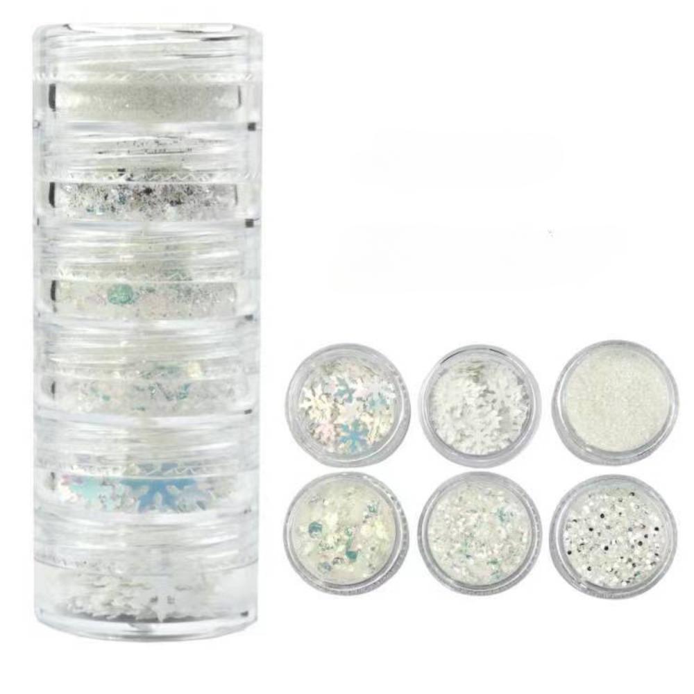 

6 шт./набор Рождественский глиттер для заливки эпоксидной смолой Снежинки Елка Пайетки Осень Зима DIY Смоляные формы Поделки Наполнитель для изготовления белый