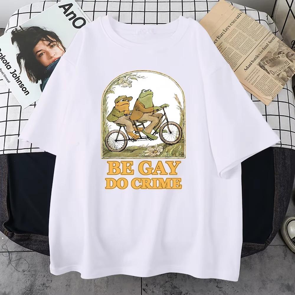 Buď gay, rob zločin Potlačené pánske bavlnené tričká Ležérne celoplošné s krátkym rukávom Vintage kreativita Okrúhly výstrih Top Pánske tričko Oblečenie
