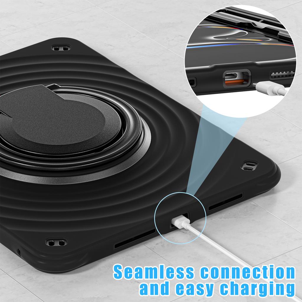 For iPad Pro 11 (2025)/11 (2024) Case Rotatable Hand Grip Kickstand PC+Silicone+TPU Tablet Cover
