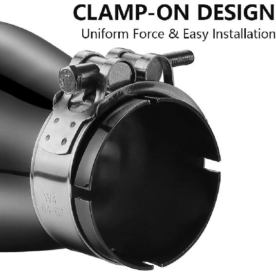 A-KARCK Exhaust Tips Black Chrome 3" Inlet, Muffler Tip with Never Fading and Peeling Coating, 3" Inlet to 4" Outlet 12" Long