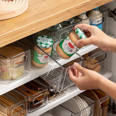 5 Sizes Plastic Transparent Fridge Storage Box Stackable Kitchen Cupboard Cabinet Organizers Food Container Spice Organizer