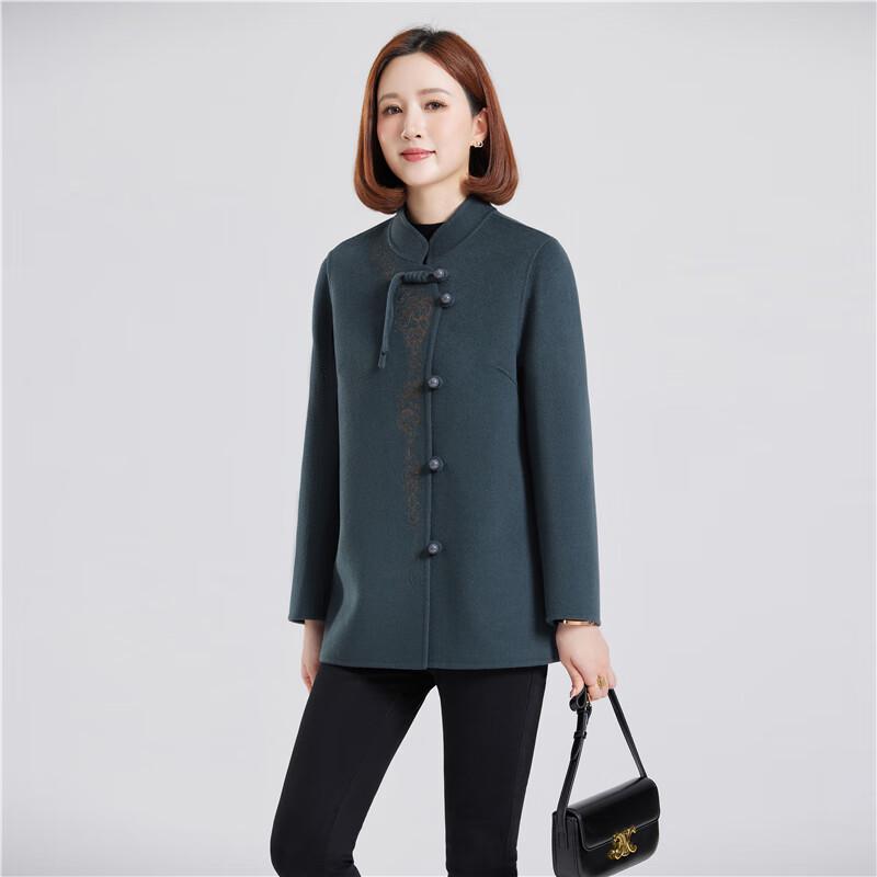 New Chinese Style Double-faced Wool Blend Coat