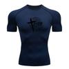 Men's Compression Workout Athletic T-Shirt, Breathable Quick Dry Active Tee with Christian Cross Pray Print for Gym Running Sports Casual Wear