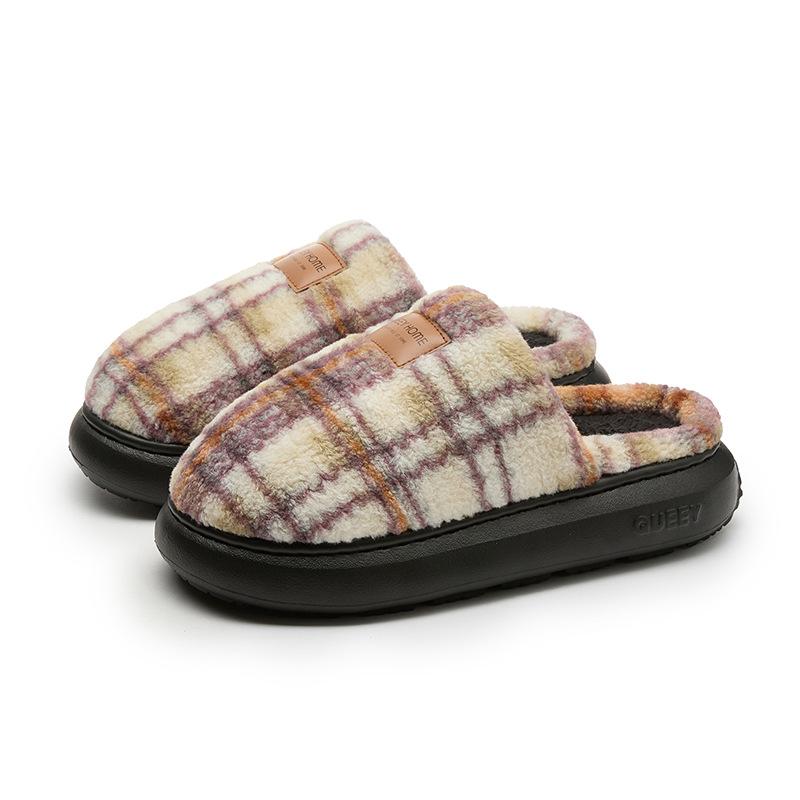 2025 Women's Thick-Soled Non-Slip Plush Slippers - Indoor Winter Warmth