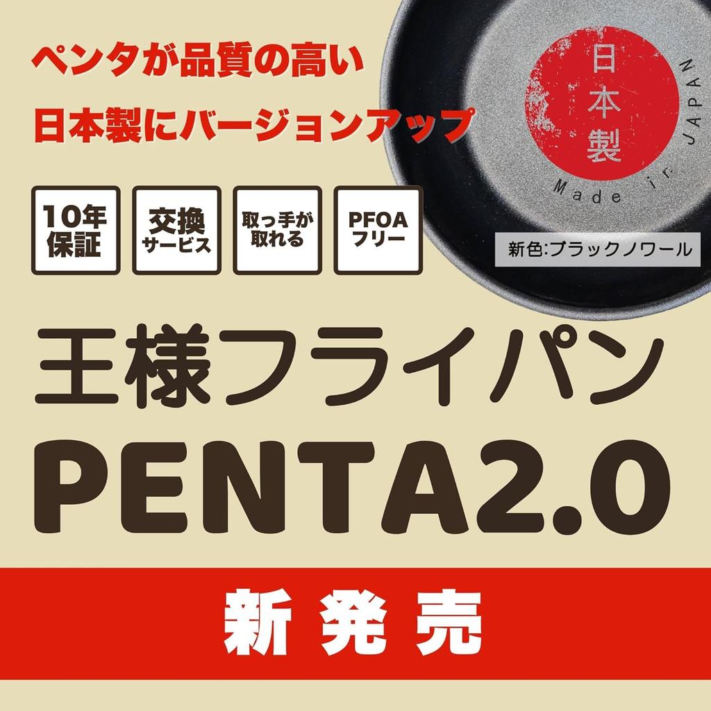 King PENTA Frying Black Made In PFOA and PFOS Oven Removable Convenient Family Ready To Serve (Penta 2.0) Pan, 28cm, Shallow, Noir, Japan, 10-Year