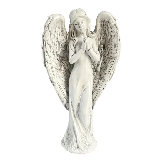 yangyizhi Retro Winged Angel Statue, Resin Praying Figurine, Elegant Sitting Sculpture for Outdoor Indoor Garden Decor