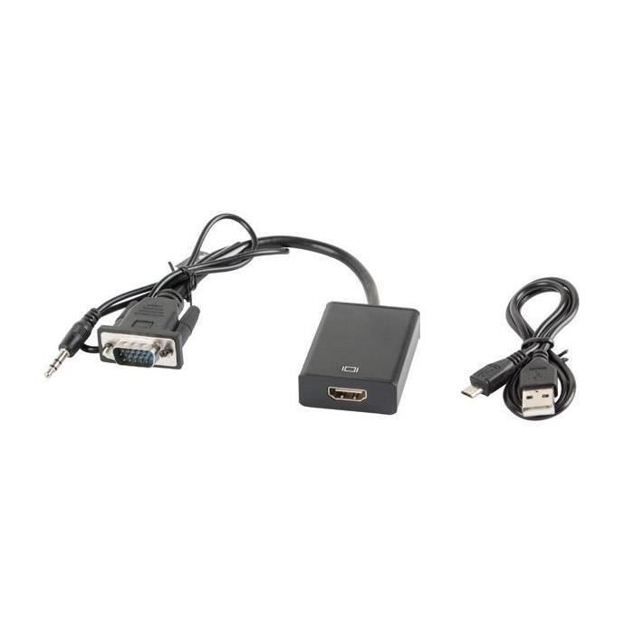 Adaptateur D-Sub (VGA) Mini Jack M - HDMI F 0,20 m noir