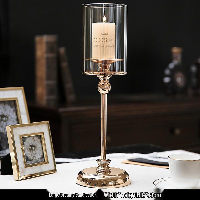 

Скандинавський розкішний скляний свічник: Романтична Ретро Настільна Декорація для Вечерь при Свічках