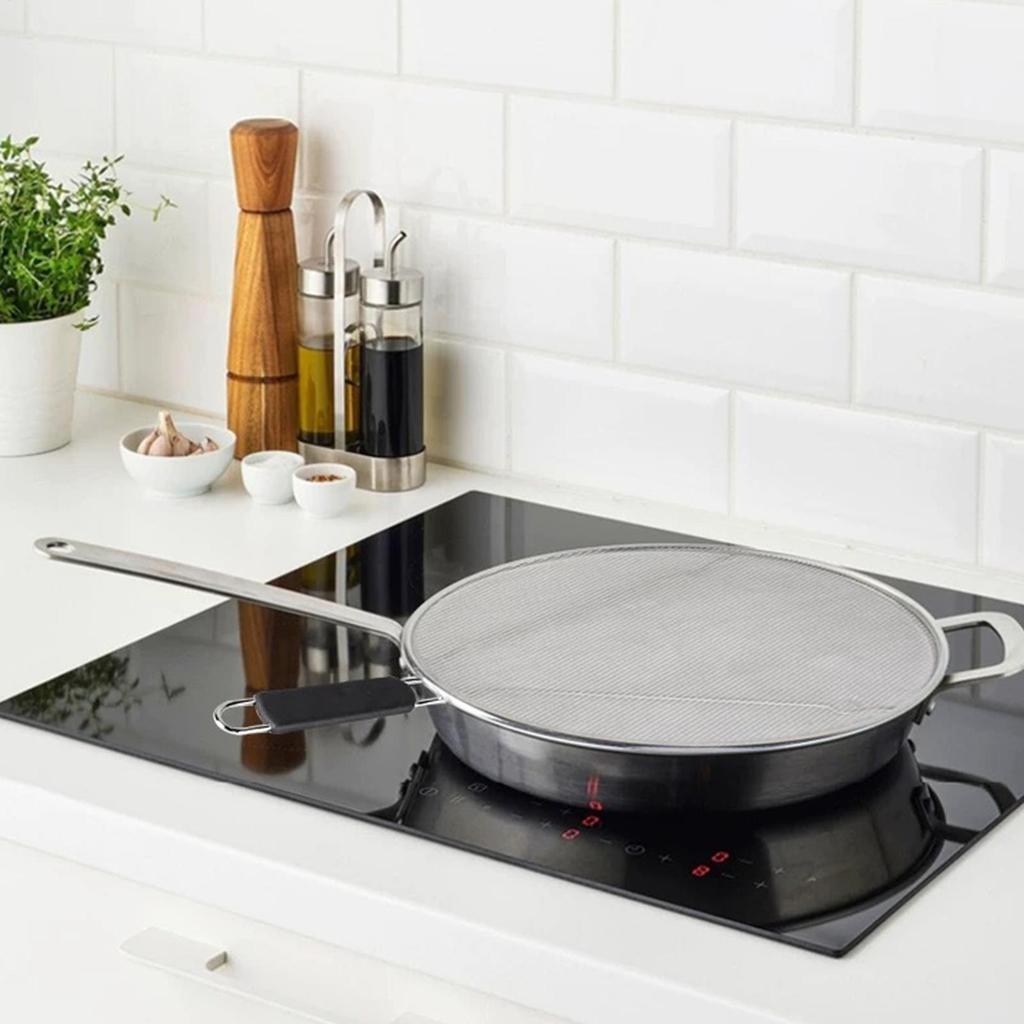 Stainless Steel Anti Oil Splash Cover 29cm/33cm Fine Mesh Splatter Screen Guard Protector Oil Residues Filter Kitchen Gadgets