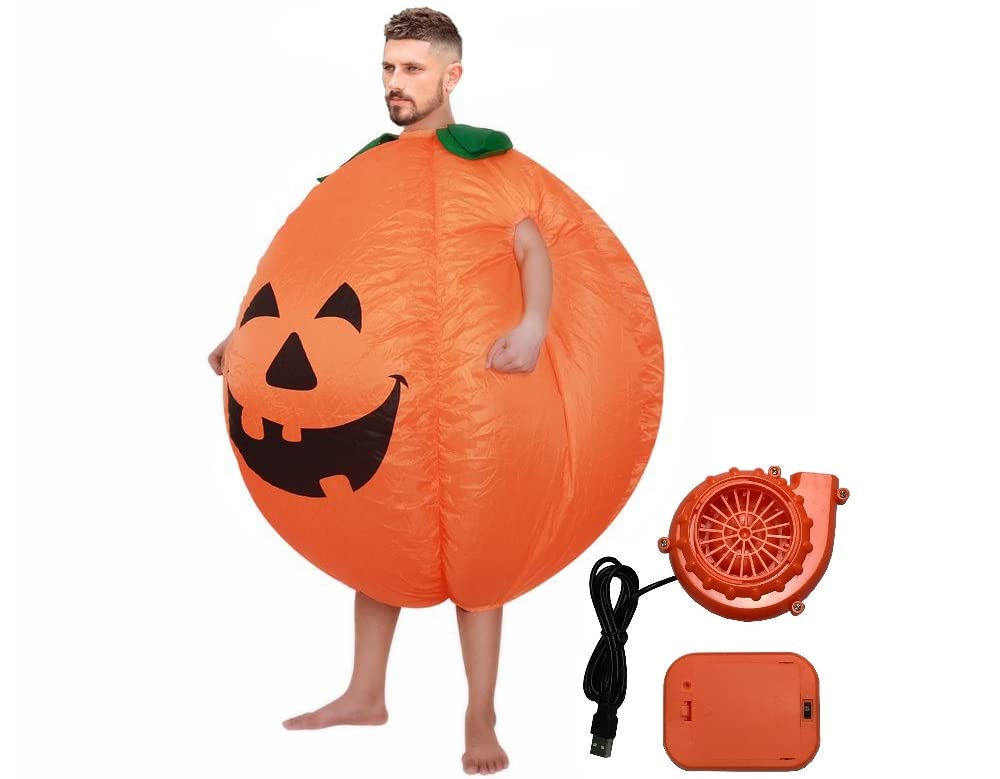 amor e Inflatable Pumpkin and Fan Set Suitable for Heights [Entregando paz] Costume, Hat, (3-Piece Set) - 150-190cm (5'1-6'5"), Waterproof,