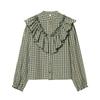 Women's Fashion Versatile Small Plaid Layered Shirt Top