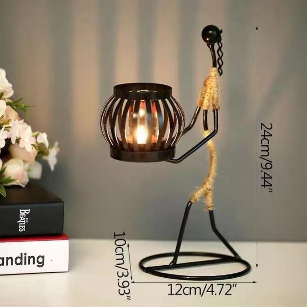 Nordic Metal Candle Holder – Handmade Abstract Character Candlestick for Home or Wedding Decor