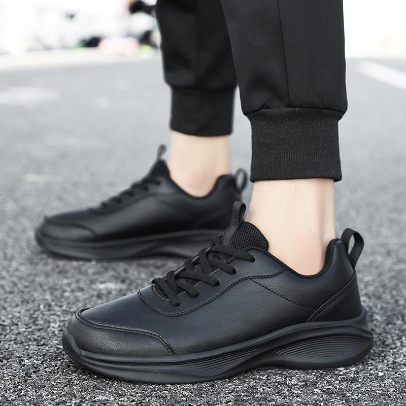 Fashion Autumn Winter Leather Sneakers Black Casual Shoes for Women Sneakers Non-slip Lace-up Waterproof Sports Shoes for Men Shoes