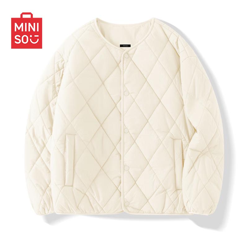 MINISO Men's Collarless Fleece-Lined Padded Jacket