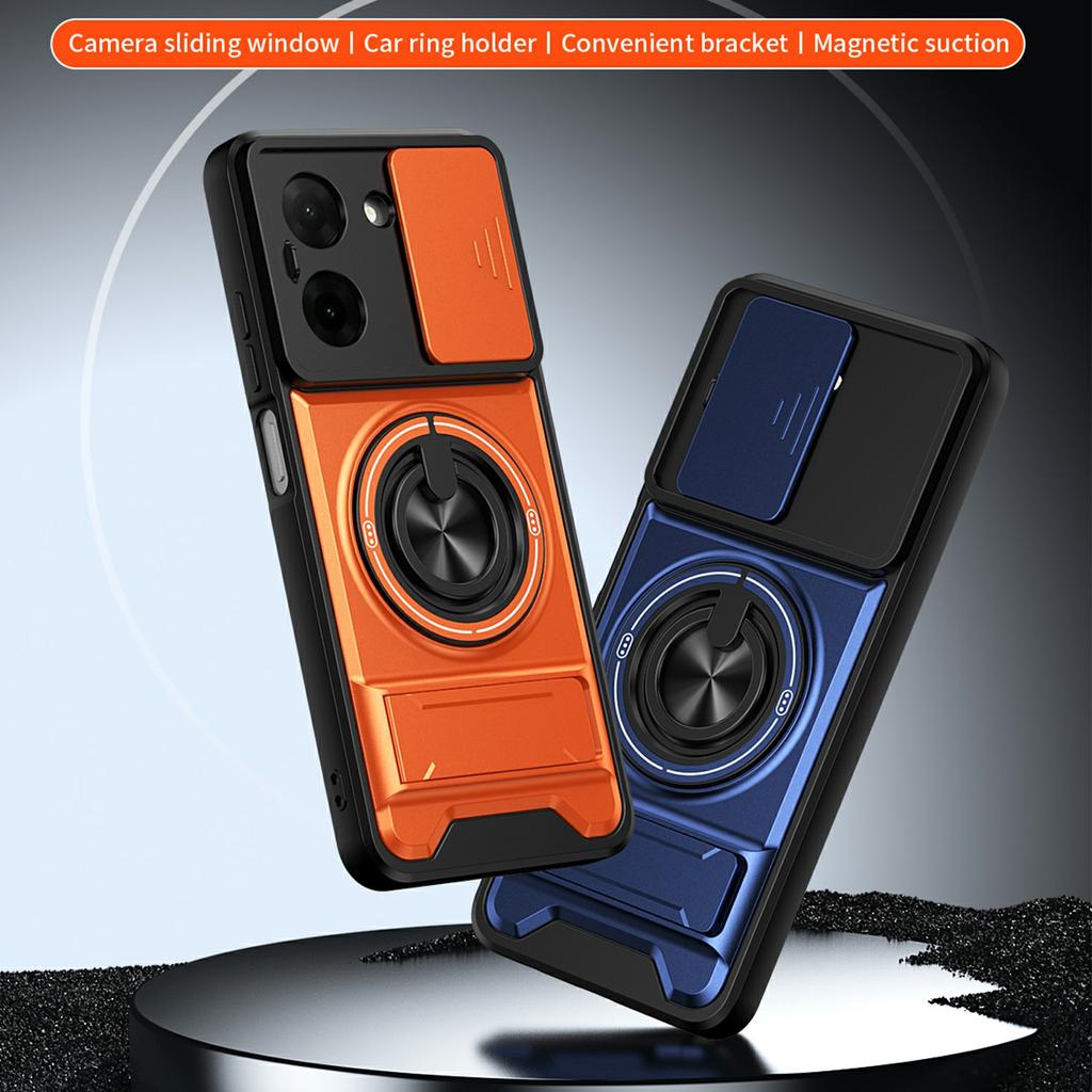 For Xiaomi Redmi A5 NFC (EU) (173.45mm) Magnetic Case Ring Holder Foldable Kickstand TPU PC Phone Cover with Camera Lens Slider