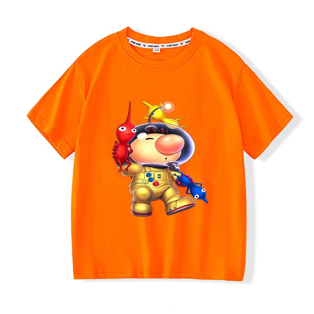 100% Cotton Game Pikmin Children's T-Shirt Cartoon Graphic Printing Tees Funny Casual Kids Top Soft O-Neck Short Sleeve Summer