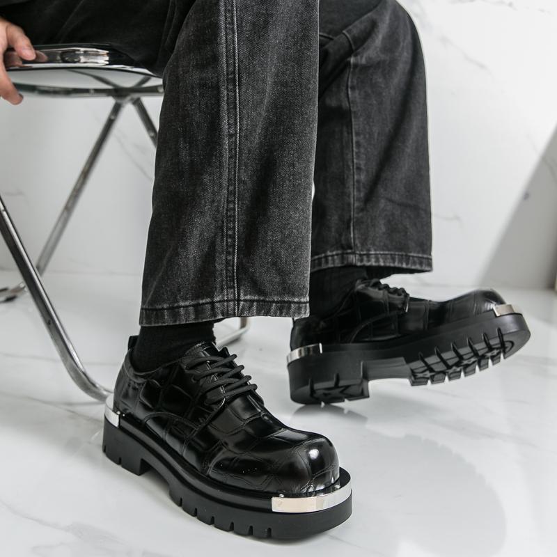 Neue Modische Herren Derby Schuhe mit dicker Sohle Schwarz und Braun Schnürschuhe Business Büroschuhe Gesellschaftsschuhe Größen 38-46 Herrenschuhe