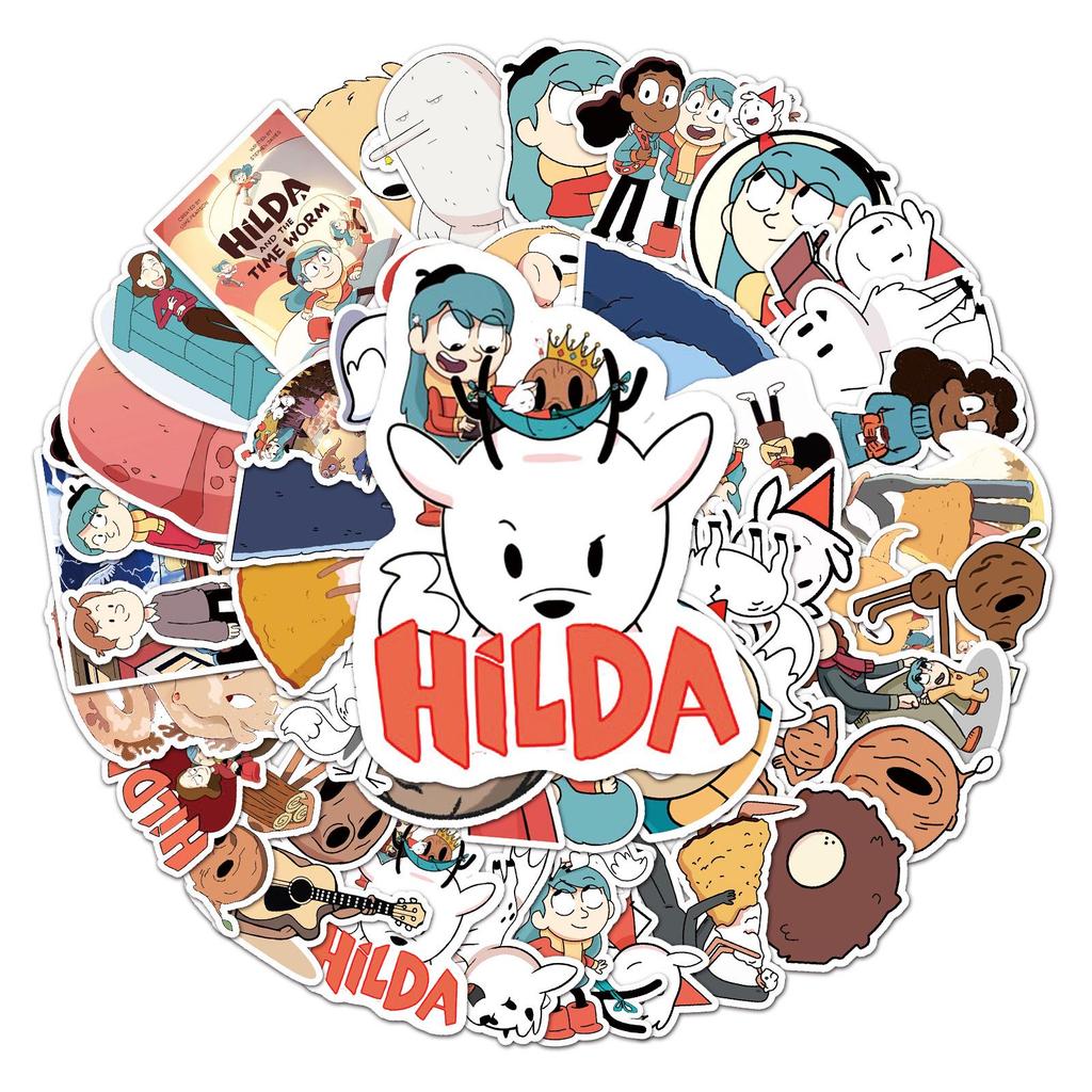 Hilda Girl Animation Stickers: 50-Piece Set for Notebooks, Luggage, and Decor
