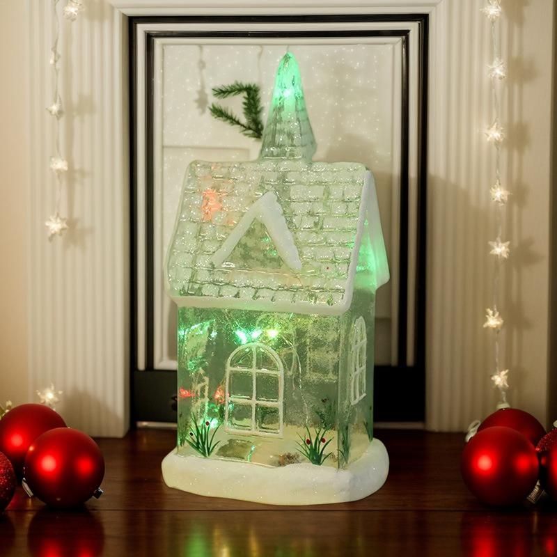 Christmas LED Light Glass Christmas House Luminouss Cabin Merry Christmas Decorations For Home Ornaments Kids Gift New Year