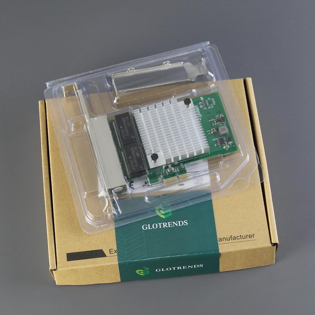 GLOTRENDS ST7387 LAN Card, 4-Port 100010010Mbps NIC, RJ45 LAN Port (PCI-Express X1 Connection)