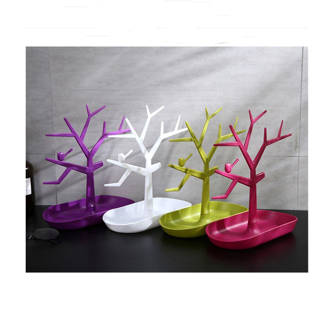 Home Creative Plastic Bird Tree Design Jewelry Rack Key Storage Rack Key Holder