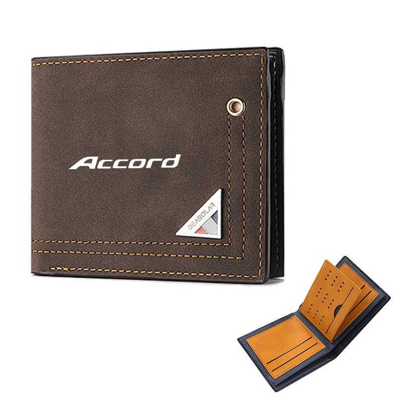 Frosted Leather Car Logo Wallet Coin Pocket Photo Card Men Purses For Honda Mugen Power Civic Accord CRV Hrv Jazz VTEC Accessory FL3