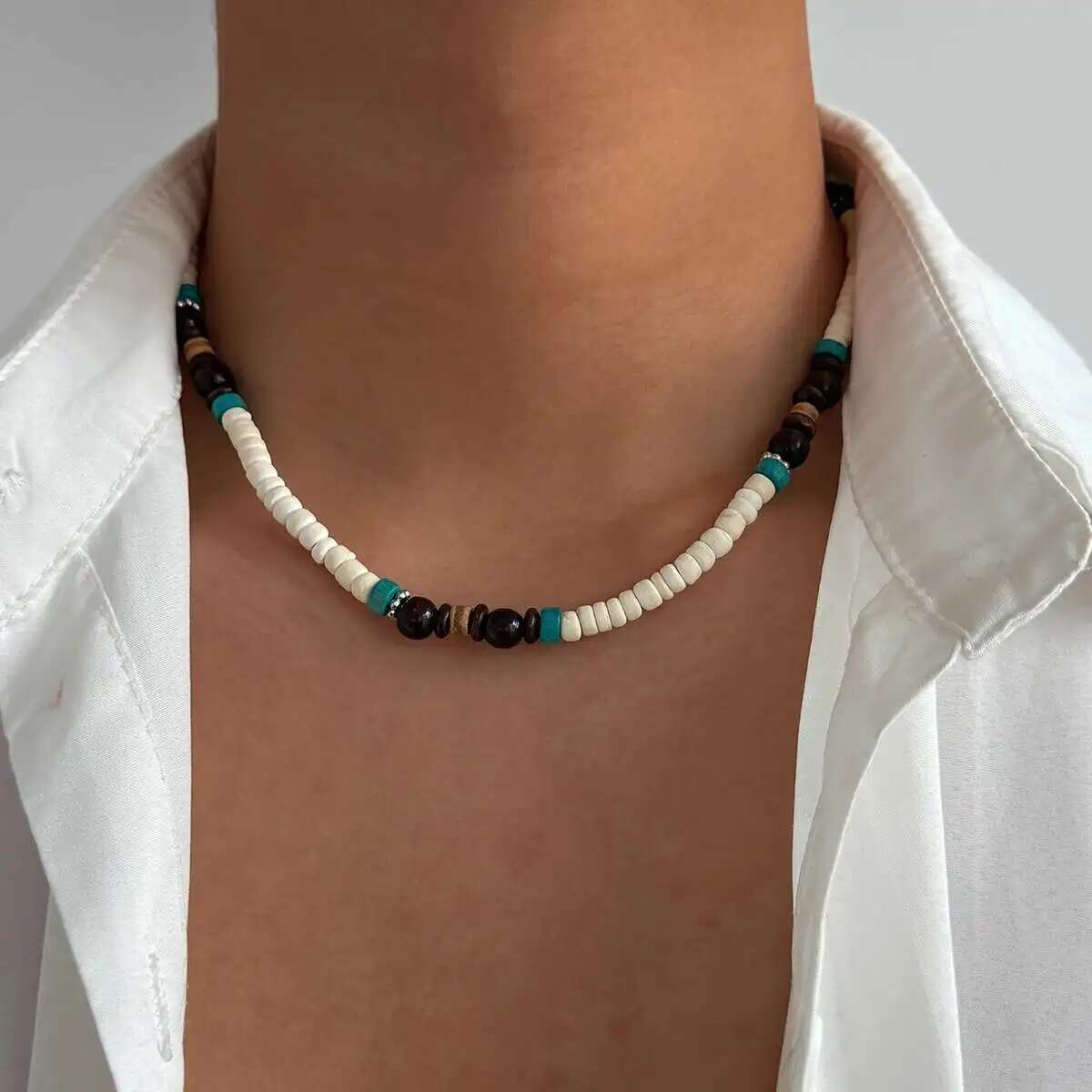 

Ingemark Ethnic Coconut Tree Coconut Tree Chain Necklace for Men 2026 New Trend Boho Adjustable Handmade Link Male Jewelry Gift