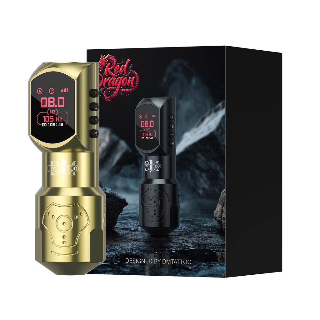 DM Red-Dragon Wireless Tattoo Machine Powerful Customized Motor Wireless Tattoo Power Supply Tattoo Gun For Permanent Makeup