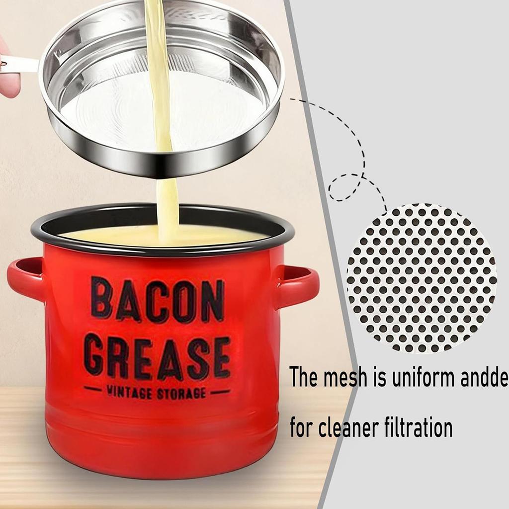 Grease Container for Kitchen Large Capacity Grease Strainer and Container for Baking Roasting Meal Prep Holiday Camping