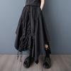 Dimanaf 2025 Summer Women New Skirts Plus Size Solid Elastic Waist Pleated Elegant Black Skirts