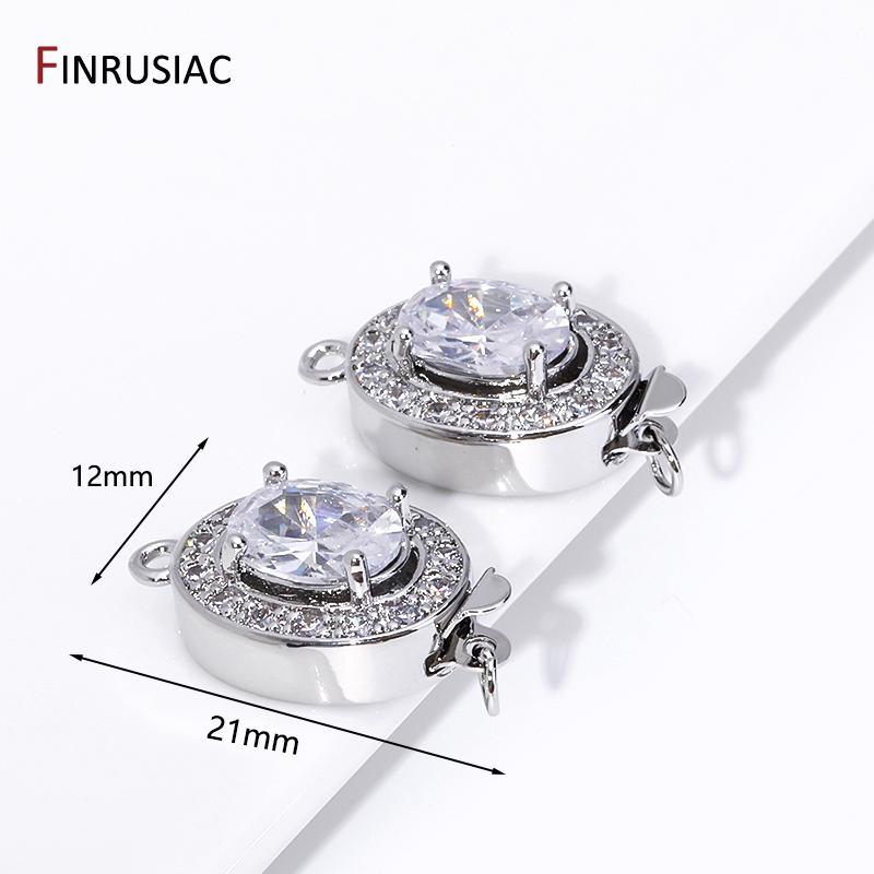 

Trendy 18K Gold Plated Brass Oval Inlaid Zircon Insert Clasps Connector Clasp Fastener For DIY Jewelry Making Supplies 1 pieces