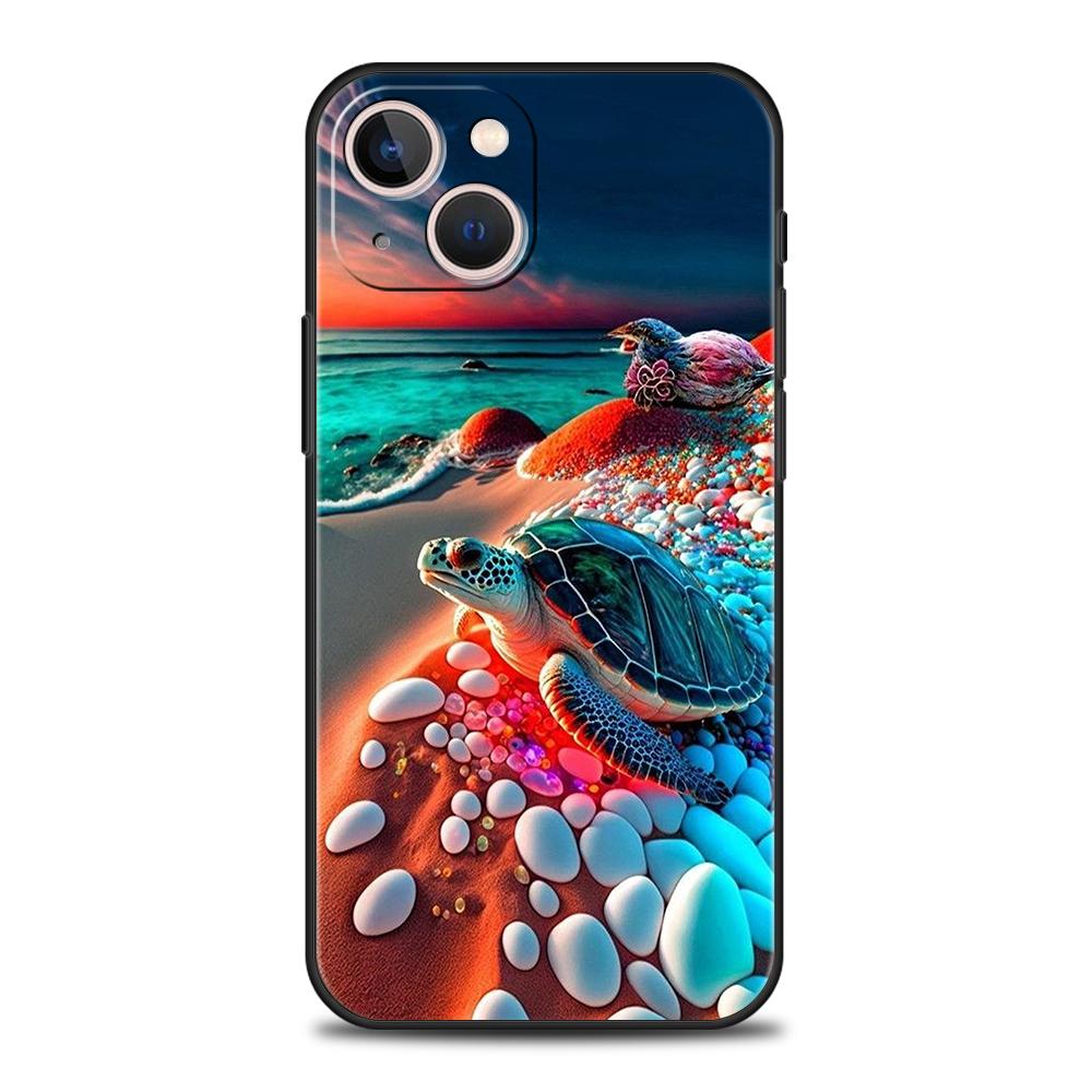 Little Turtle Phone Case for iPhone 16 15 14 13 12 Pro Max 11 Pro Max 7 8 Plus XS XR Shockproof Soft Shell Coque Capas Bag