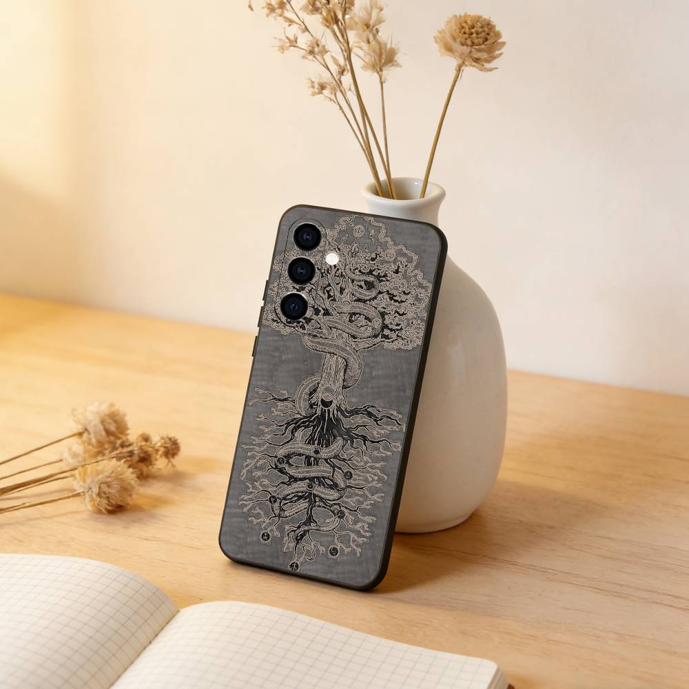Tree of life Yggdrasil Phone Case For Samsung Galaxy A73,A72,A71,A70,A53,A52,A51,Soft Silicone Black Cover