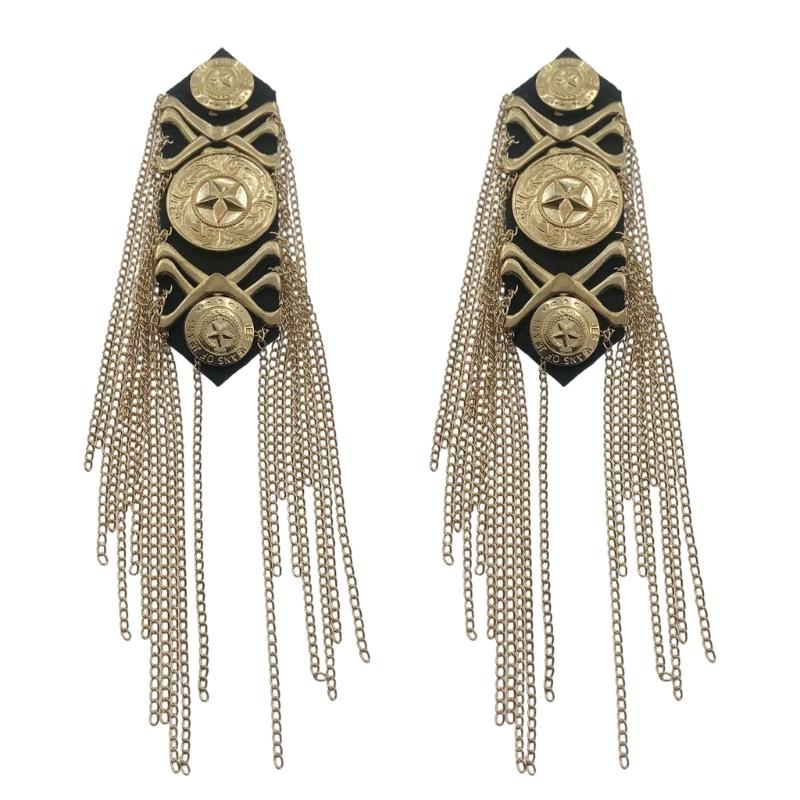 Fringe Shoulder Epaulets Handmade Shoulder Jewelry Tassels Epaulettes Clothing Accessories Epaulet Shoulder Brooches золотой