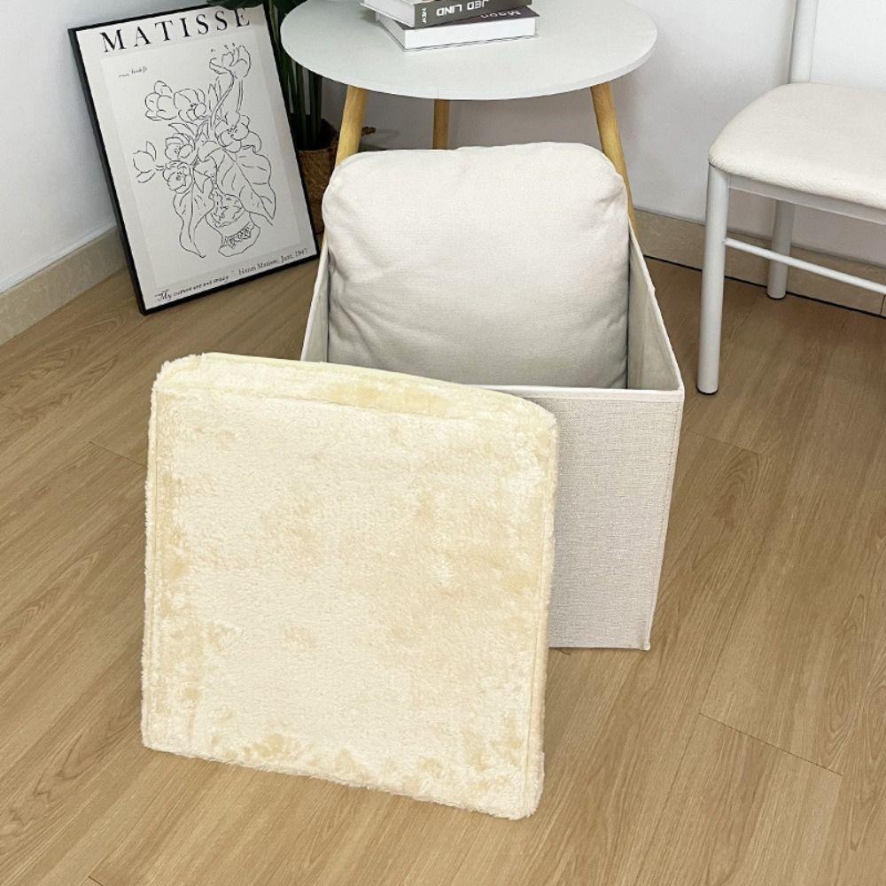 Multi-Functional Storage Ottoman Foldable Design Space Saving Foldable Seat Ottoman Solid Color Velvet Material Organizer Stool