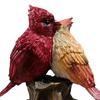 Couple Bird Statue 6" Male And Female Red Birds Figurine Collectible Resin Animal Sculpture for Living Room Home Table Shelf Decor